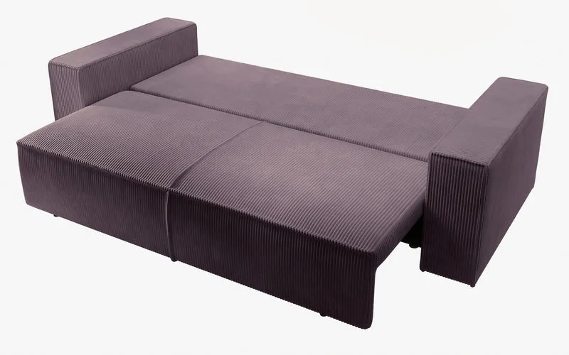 Dreisitziges ausklappbares Sofa Farese mit Stauraum, rosa Cord