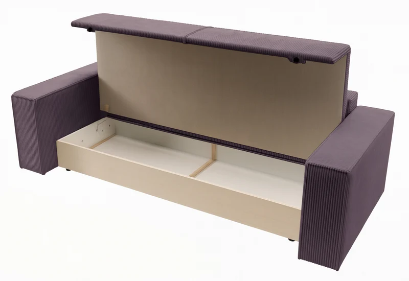 Dreisitziges ausklappbares Sofa Farese mit Stauraum, rosa Cord