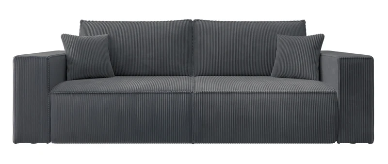 Dreisitziges ausklappbares Sofa Farese mit Stauraum, grauer Cordstoff