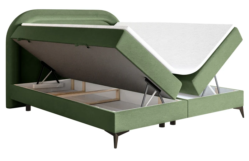 Kontinentalbett 140x200 cm Loreo mit Topper und Stauraum, Eukalyptus-Velours, hydrophob