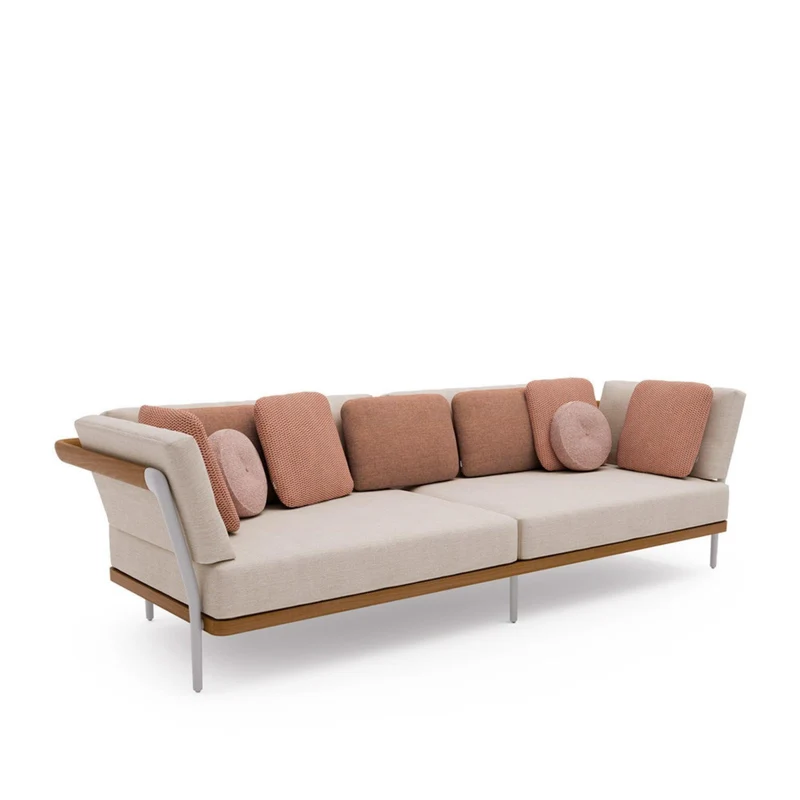 Gartensofa FLOWS 3-Sitzer Tief - Flint/Teak