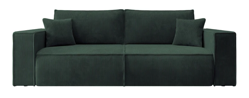 Dreisitziges ausklappbares Sofa Farese mit Stauraum, grün, Cordstoff