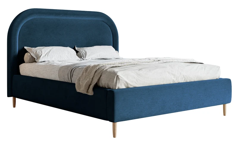 Polsterbett 180x200 cm Loreo mit Stauraum, marineblauer hydrophober Samt
