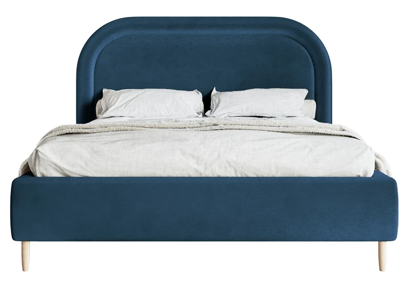 Polsterbett 180x200 cm Loreo mit Stauraum, marineblauer hydrophober Samt