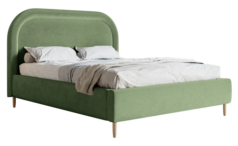 Gepolstertes Bett 180x200 cm Loreo mit Stauraum, eukalyptusfarbener, wasserabweisender Samt