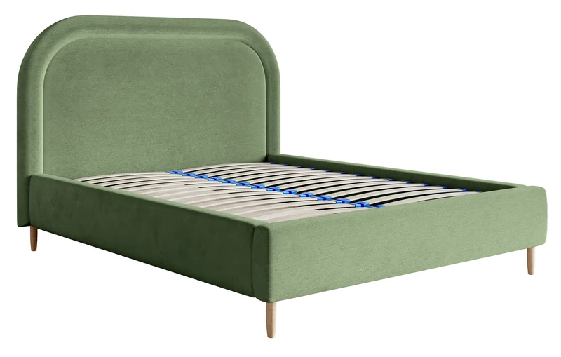 Gepolstertes Bett 180x200 cm Loreo mit Stauraum, eukalyptusfarbener, wasserabweisender Samt