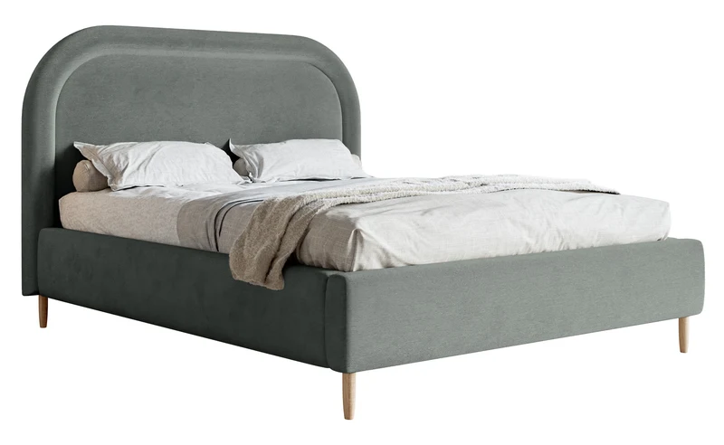 Gepolstertes Bett 180x200 cm Loreo mit Stauraum, grauer, wasserabweisender Samt