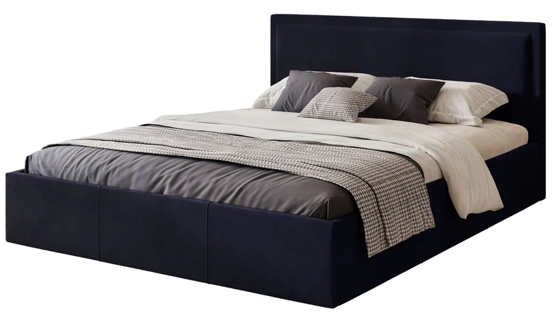 Gepolstertes Bett 160x200 cm Soave mit Stauraum und Metallrahmen, navyblauer Samt