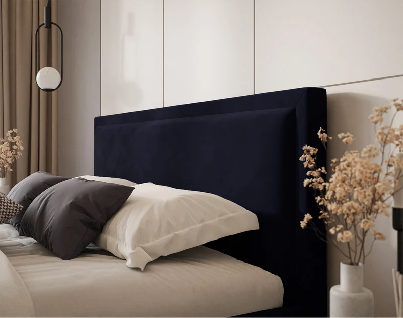 Gepolstertes Bett 160x200 cm Soave mit Stauraum und Metallrahmen, navyblauer Samt