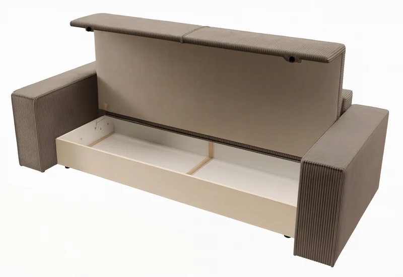 Dreisitziges ausklappbares Sofa Farese mit Stauraum, beige Cord