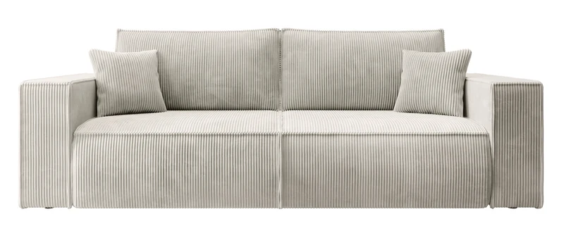 Drei-Sitzer-Schlafsofa Farese mit Stauraum, cremefarbener Cord