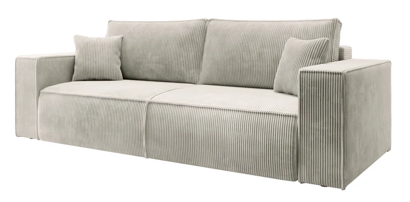 Drei-Sitzer-Schlafsofa Farese mit Stauraum, cremefarbener Cord