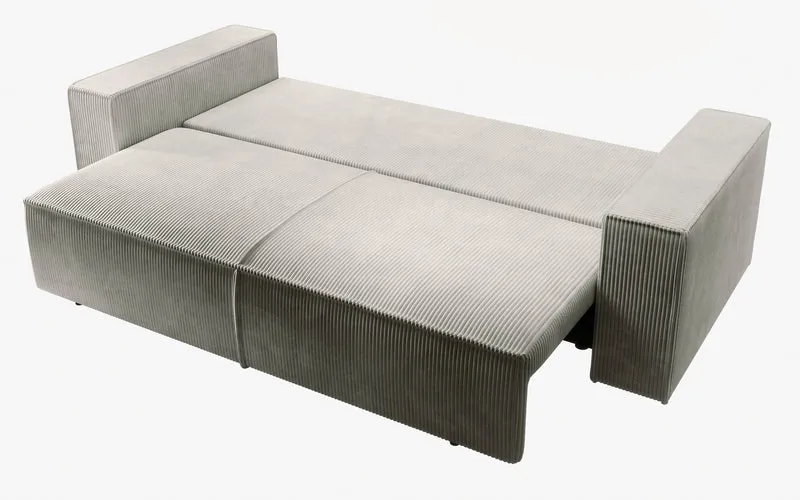 Drei-Sitzer-Schlafsofa Farese mit Stauraum, cremefarbener Cord
