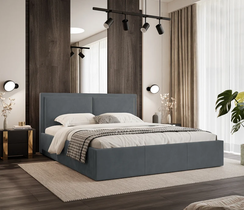 Polsterbett 140x200 cm Soave II mit Stauraum und Metallrahmen, Stahlvelours
