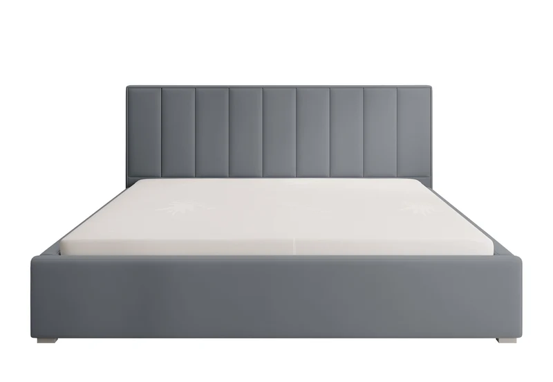 Gepolstertes Bett 140x200 cm Rinus mit Stauraum, grau aus hydrophobem Stoff