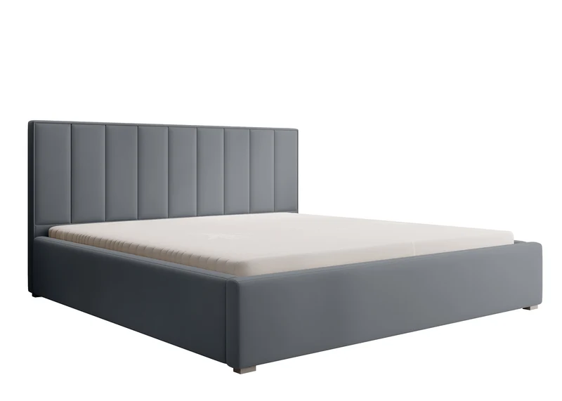 Gepolstertes Bett 140x200 cm Rinus grau aus hydrophobem Stoff