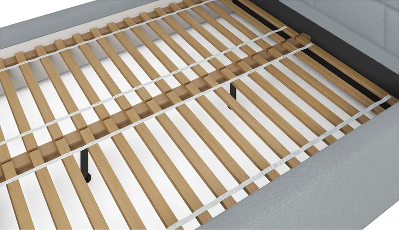 Gepolstertes Bett 140x200 cm Rinus grau aus hydrophobem Stoff