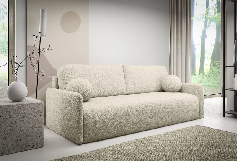 Ausziehbares Sofa Glove mit Bettkasten, beige Bouclé