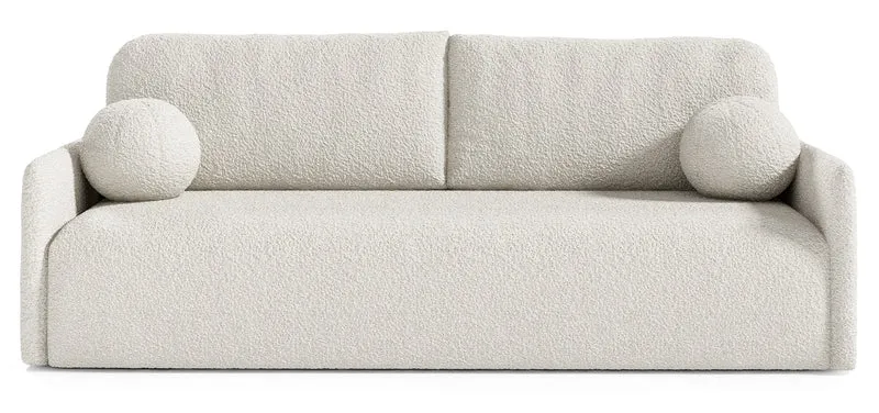 Ausziehbares Sofa Glove mit Bettkasten, cremefarbenes Bouclé