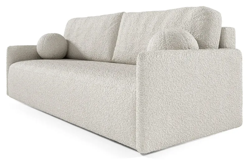 Ausziehbares Sofa Glove mit Bettkasten, cremefarbenes Bouclé