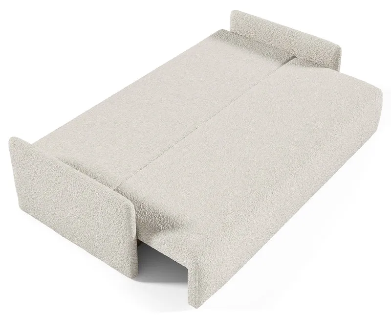 Ausziehbares Sofa Glove mit Bettkasten, cremefarbenes Bouclé
