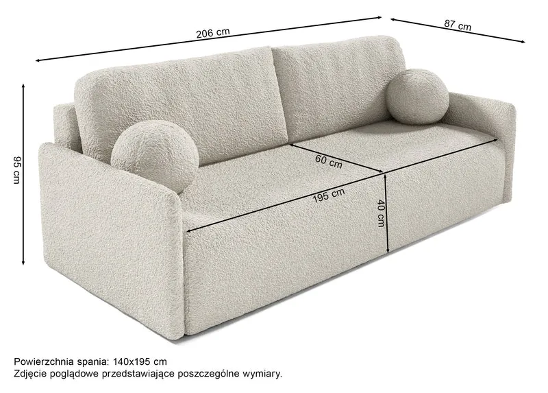 Ausziehbares Sofa Glove mit Bettkasten, cremefarbenes Bouclé