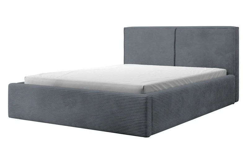 Gepolstertes Bett 160x200 cm Farese mit Stauraum und Gasdruckfeder, grau Cord