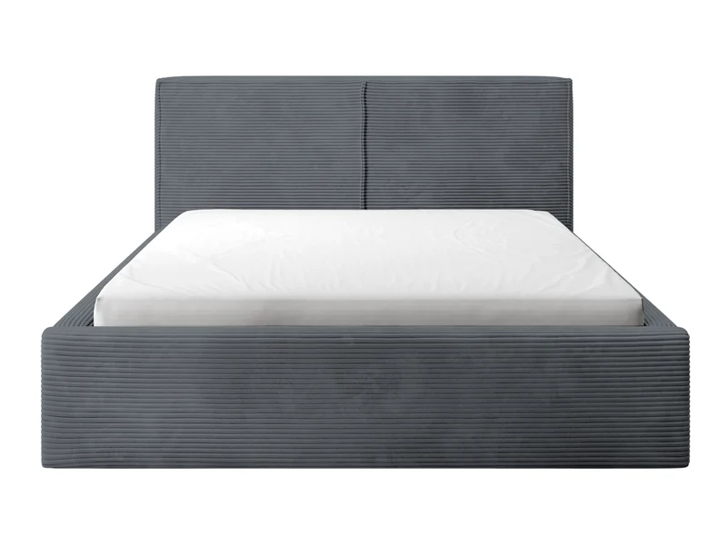 Gepolstertes Bett 160x200 cm Farese mit Stauraum und Gasdruckfeder, grau Cord