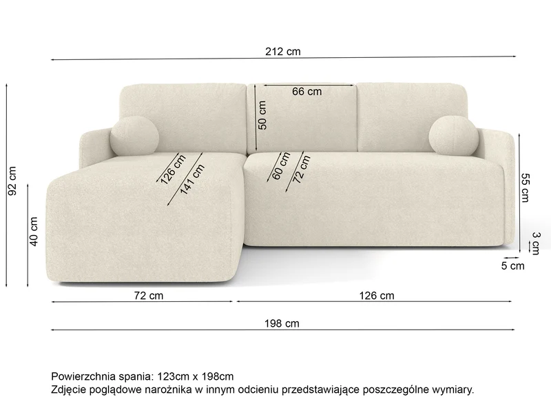 Ecksofa mit Schlaffunktion Bloom, L-förmig, mit Stauraum, grauer Bouclé, universell einsetzbar