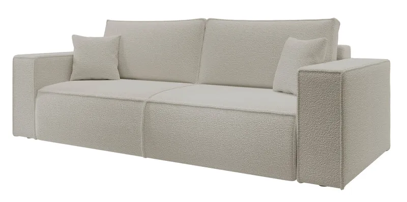 Dreisitziges ausklappbares Sofa Farese mit Stauraum, beige Bouclé