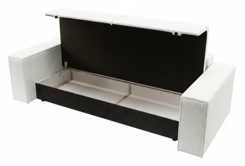 Dreisitziges Schlafsofa Farese mit Stauraum, cremefarbenes Bouclé