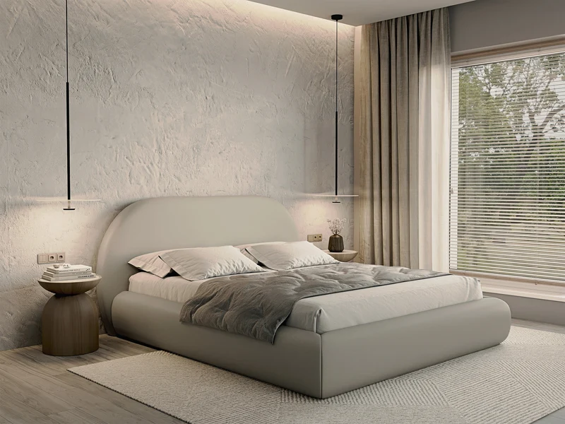 Polsterbett 180x200 cm Buvio hellbeige Chenille