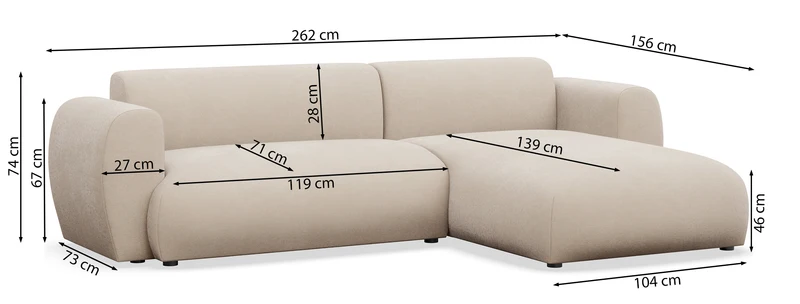 Ecksofa mit Schlaffunktion Emia, L-förmig, rechtsseitig, grau Chenille