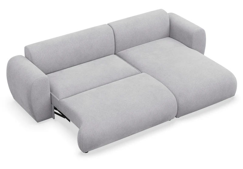 Ecksofa mit Schlaffunktion Emia, L-förmig, rechtsseitig, grau Chenille