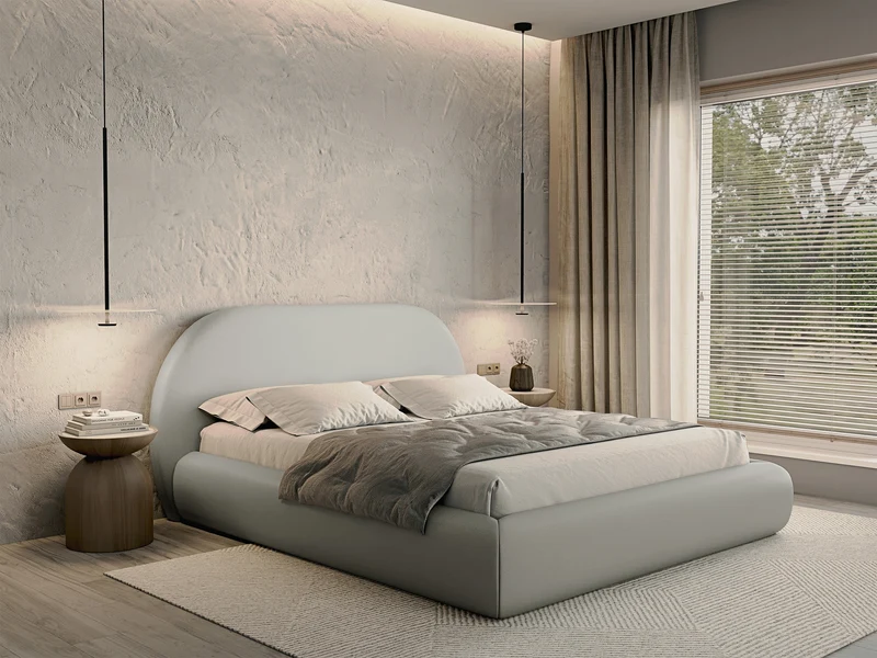 Polsterbett 180x200 cm Buvio in grau-beige Chenille