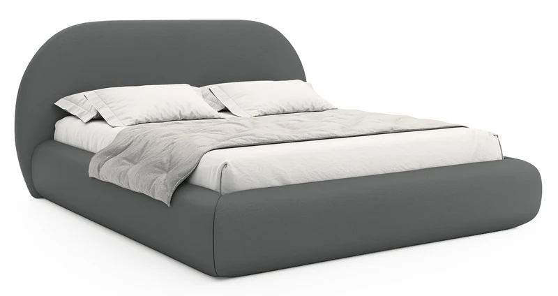 Gepolstertes Bett 180x200 cm Buvio, grauer Chenille-Stoff