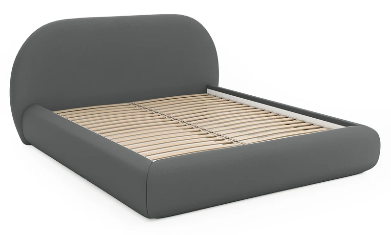 Gepolstertes Bett 180x200 cm Buvio, grauer Chenille-Stoff
