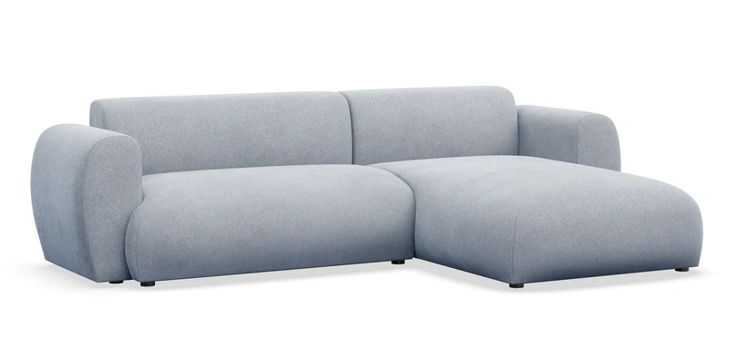 Ecksofa mit Schlaffunktion Emia, L-förmig, rechtsseitig, hellblauer Chenille-Stoff