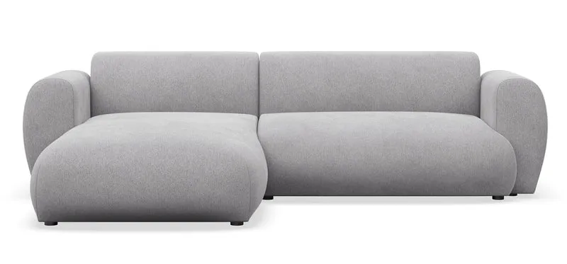 Ecksofa mit Schlaffunktion Emia, L-förmig, linksseitig, grau, Chenille