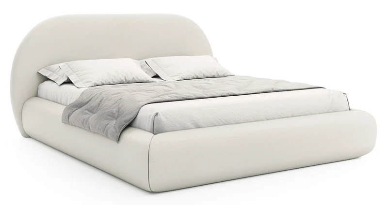 Polsterbett 160x200 cm Buvio cremefarbenes Chenille