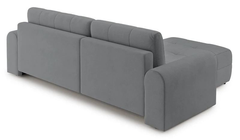 Ecksofa mit Schlaffunktion Simolla, L-förmig, linksseitig, mit Stauraum, grauer Chenille-Bezug