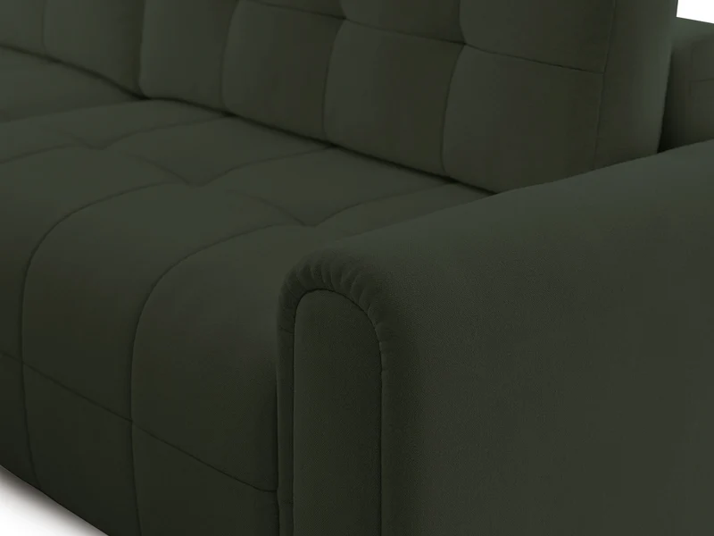 Ecksofa mit Schlaffunktion Simolla, L-förmig, linksseitig, mit Stauraum, olivgrüner Chenillebezug