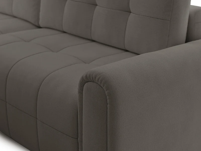 Ecksofa mit Schlaffunktion Simolla, L-förmig, linksseitig, mit Stauraum, grau-braunes Chenille