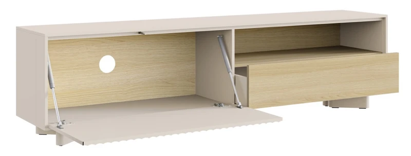 TV-Schrank Distria mit Schublade und geriffelter Front 175 cm Kaschmir/Vicenza-Eiche