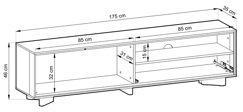 TV-Schrank Distria mit Schublade 175 cm Kaschmir/Vicenza-Eiche