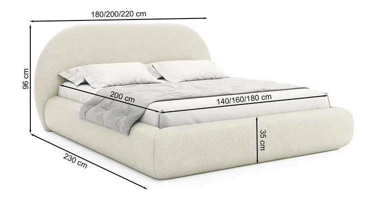 Polsterbett 160x200 cm Buvio cremefarbenes Bouclé