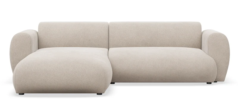 Ecksofa mit Schlaffunktion Emia, L-förmig, linksseitig, beige Chenille