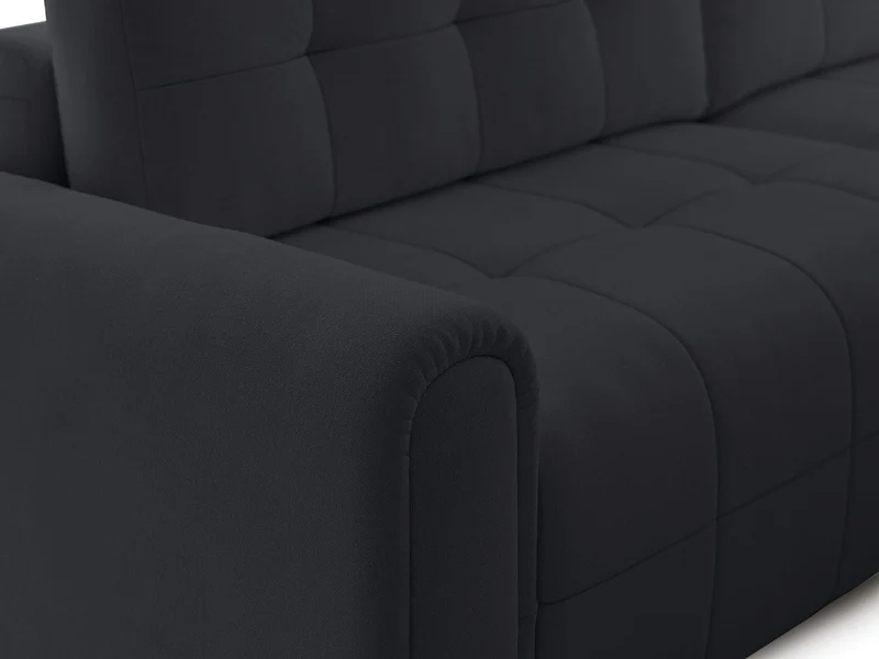 Ecksofa mit Schlafunktion Simolla, L-förmig, rechtsseitig, mit Stauraum, dunkelgrauer Chenille-Bezug