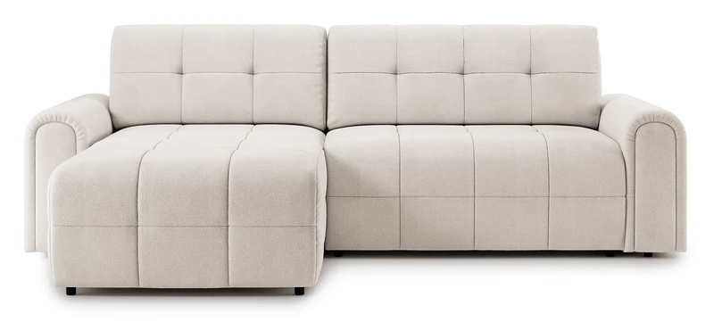 Simolla Ecksofa mit Schlaffunktion, L-Form, linksseitig, mit Stauraum, cremefarbenes Chenille