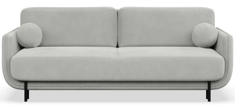 Dreisitziges ausklappbares Sofa Ovals in hellgrauem Samtstoff